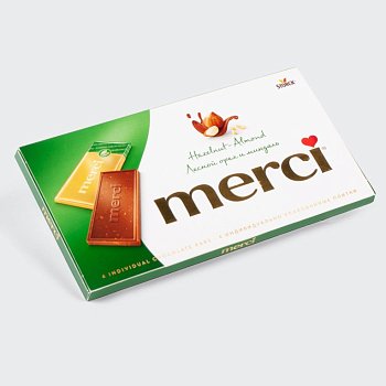 Молочный шоколад с лесным орехом и миндалем merci