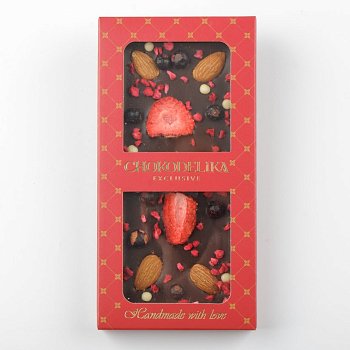 Шоколад темный Миндаль, смородина, малина с украшением (100г)