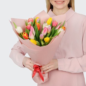Букет 21 тюльпан микс
