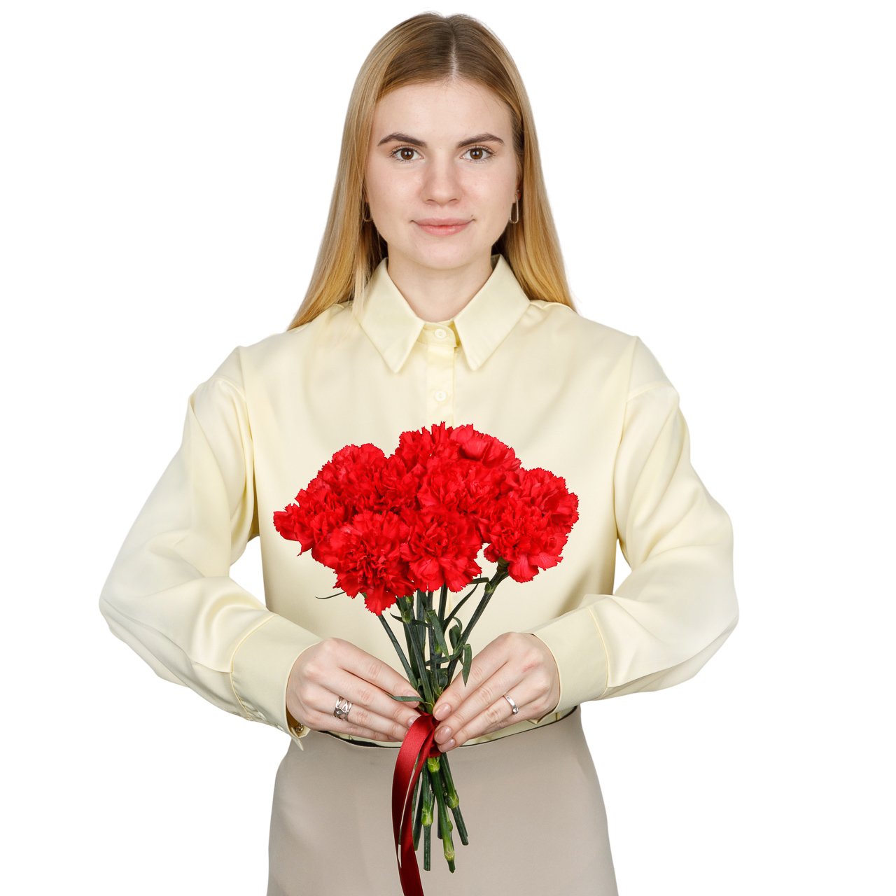 Букет с гвоздиками Красный октябрь (10 гвоздик)