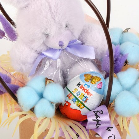 Цветы в коробке с хлопком и лагурусом Уютные сумерки