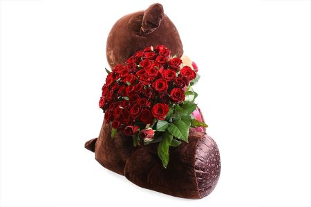 Букет Мишка с розами (красные)