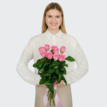 Букет 9 роз Розовая звезда