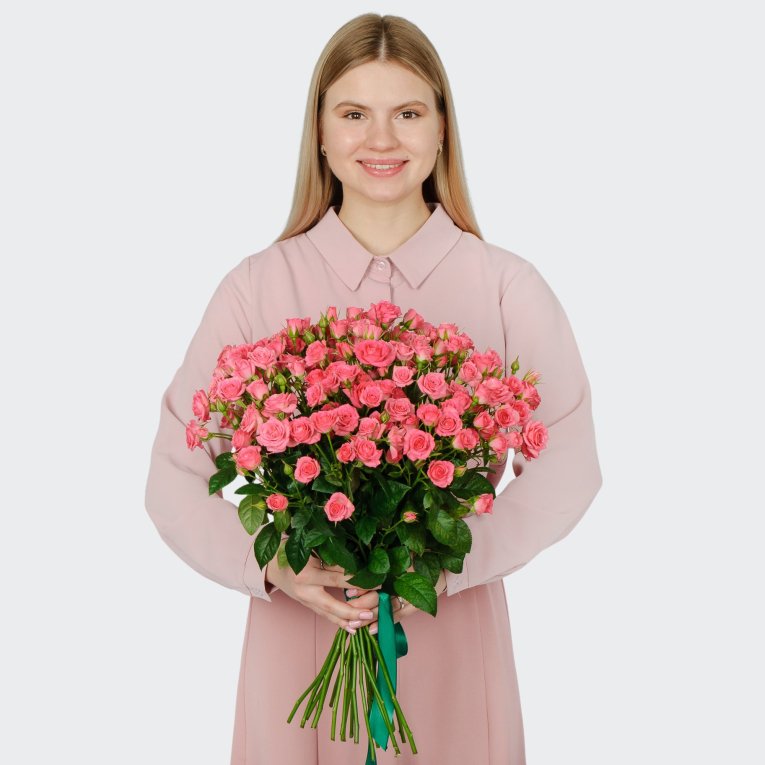 Букет 21 кустовая роза Лидия (50 см)