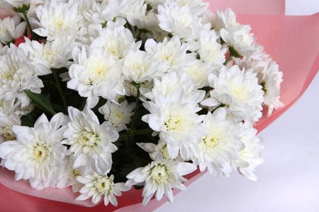 Букет 15 белых кустовых хризантем