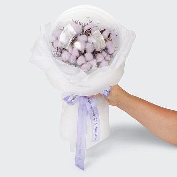 Композиция  с хлопком и лимониумом Заснеженный сад