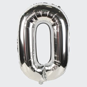 Воздушный шар «Цифра 0» (серебряный)