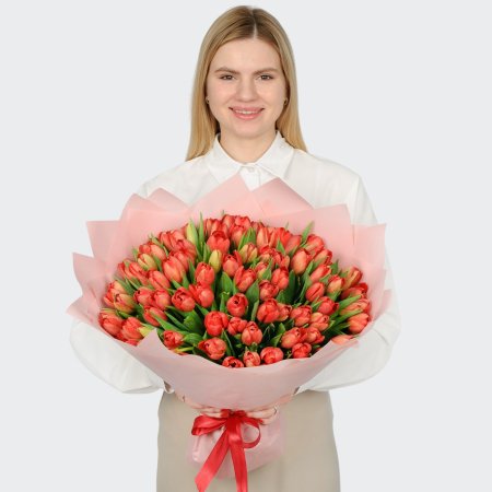 Букет 101 красных тюльпанов